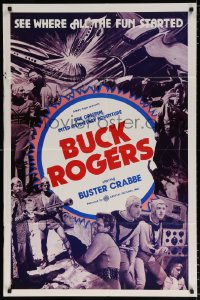 8f150 BUCK ROGERS 1sh R1966 Buster Crabbe sci-fi serial, see where all the fun started!