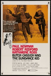 8f156 BUTCH CASSIDY & THE SUNDANCE KID style B 1sh 1969 Paul Newman, Robert Redford, Ross!
