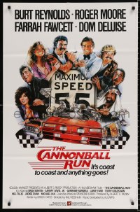 8f164 CANNONBALL RUN int'l 1sh 1981 Burt Reynolds, Farrah Fawcett, Drew Struzan car racing art!
