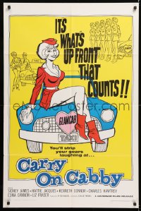 8f175 CARRY ON CABBY 1sh 1967 English taxi cab sex, art of sexy girl sitting on car!