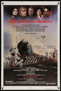 8f185 CASSANDRA CROSSING 1sh 1977 Sophia Loren, Richard Harris, cool quarantined train artwork!