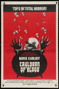 8f188 CAULDRON OF BLOOD 1sh 1971 Boris Karloff, tops in total horror, wacky artwork!