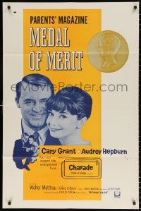 8f196 CHARADE 1sh 1963 Cary Grant & sexy Audrey Hepburn, Parent's Magazine Medal of Merit!