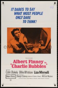 8f198 CHARLIE BUBBLES 1sh 1968 Albert Finney in a far sexier image than on the regular one-sheet!