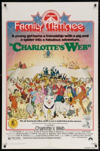 8f201 CHARLOTTE'S WEB 1sh R1974 E.B. White's farm animal cartoon classic!