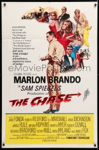 8f202 CHASE 1sh 1966 Marlon Brando, Jane Fonda, Robert Redford, directed by Arthur Penn!