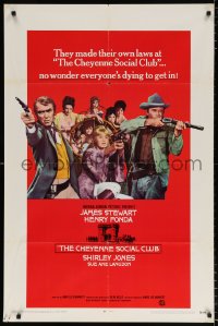 8f204 CHEYENNE SOCIAL CLUB int'l 1sh 1970 Jimmy Stewart, Henry Fonda w/guns & ladies of the night!