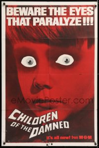 8f205 CHILDREN OF THE DAMNED 1sh 1964 beware the creepy kid's eyes that paralyze, great image!