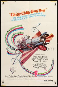 8f206 CHITTY CHITTY BANG BANG 1sh 1969 Dick Van Dyke, Sally Ann Howes, art of flying car!