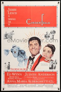 8f211 CINDERFELLA 1sh 1960 Norman Rockwell art of Jerry Lewis & Anna Maria Alberghetti!