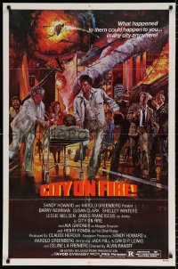 8f214 CITY ON FIRE 1sh 1979 Alvin Rakoff, Ava Gardner, Henry Fonda, cool John Solie fiery art!