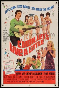 8f157 C'MON LET'S LIVE A LITTLE 1sh 1967 Bobby Vee plays guitar for sexy teen ladies!