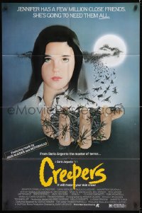 8f252 CREEPERS 1sh 1985 Dario Argento, cool Newton art of Jennifer Connelly with bugs in hand!
