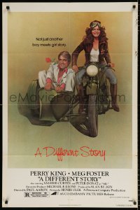 8f308 DIFFERENT STORY 1sh 1978 art of Meg Foster on motorcycle & Perry King in sidecar by Obrero!