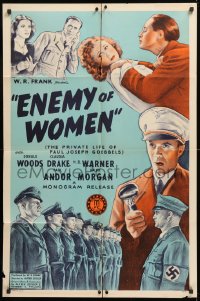 8f354 ENEMY OF WOMEN 1sh 1944 crazy Joseph Goebbels BEFORE he became a Nazi, blue background!
