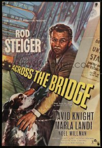 8f019 ACROSS THE BRIDGE English 1sh 1958 Rod Steiger in Graham Greene's great suspense story!