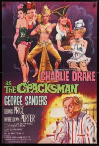 8f250 CRACKSMAN English 1sh 1964 Charlie Drake, George Sanders, artwork of sexy English babes!