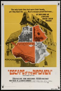 8f360 ESCAPE OF THE BIRDMEN int'l 1sh 1972 prisoners escape from Nazi prison by building a plane inside!