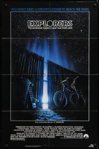 8f368 EXPLORERS 1sh 1985 directed by Joe Dante, the adventure begins in your own back yard!