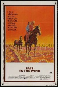 8f370 FACE TO THE WIND 1sh 1974 Tanenbaum art of Cliff Potts on horse with Native American Xochitl!