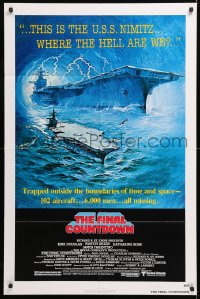 8f380 FINAL COUNTDOWN 1sh 1980 cool sci-fi artwork of the U.S.S. Nimitz aircraft carrier!