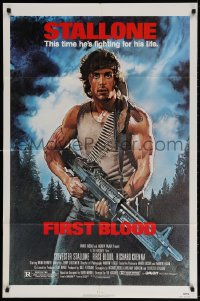 8f384 FIRST BLOOD 1sh 1982 artwork of Sylvester Stallone as John Rambo by Drew Struzan!