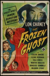 8f414 FROZEN GHOST 1sh 1944 Lon Chaney Jr, Evelyn Ankers, the newest Inner Sanctum Mystery!