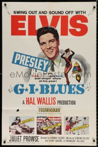 8f417 G.I. BLUES 1sh 1960 swing out and sound off with Elvis Presley & sexy Juliet Prowse!