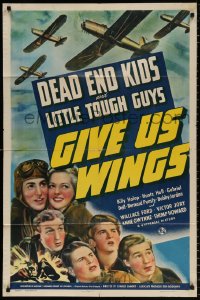 8f438 GIVE US WINGS 1sh 1940 Dead End Kids & Little Tough Guys mixed up w/crooked cropdusters!