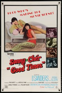 8f448 GOOD TIMES 1sh 1967 first William Friedkin, great image of young Sonny & Cher on couch!