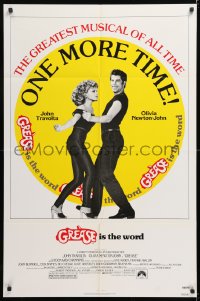 8f451 GREASE 1sh R1980 John Travolta & Olivia Newton-John in a most classic musical!