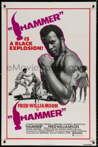 8f462 HAMMER 1sh 1972 tough Fred Williamson flexes his muscles, he's a black explosion!