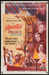 8f464 HAUNTED PALACE 1sh 1963 Vincent Price, Lon Chaney, Edgar Allan Poe, cool horror art!