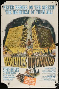 8f471 HERCULES UNCHAINED 1sh 1960 Ercole e la regina di Lidia, mightiest man Steve Reeves!