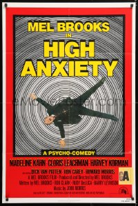 8f472 HIGH ANXIETY 1sh 1977 Mel Brooks, great Vertigo spoof design, a Psycho-Comedy!