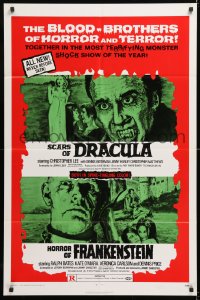 8f484 HORROR OF FRANKENSTEIN/SCARS OF DRACULA 1sh 1971 with the blood-brothers of horror & terror!