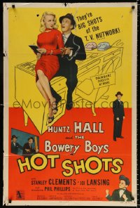 8f486 HOT SHOTS 1sh 1956 Huntz Hall & The Bowery Boys, sexy Joi Lansing, TV nutwork!