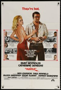 8f502 HUSTLE 1sh 1975 Robert Aldrich, art of Burt Reynolds & sexy Catherine Deneuve!