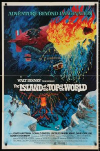 8f521 ISLAND AT THE TOP OF THE WORLD 1sh 1974 Disney's adventure beyond imagination, cool art!