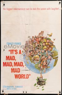 8f526 IT'S A MAD, MAD, MAD, MAD WORLD 1sh 1964 art of cast on Earth by Jack Davis!
