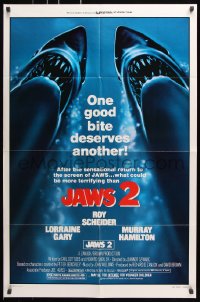 8f536 JAWS 2 1sh R1980 Roy Scheider, one good bite deserves another, what could be more terrifying!