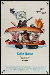8f552 KELLY'S HEROES style B 1sh 1970 Clint Eastwood, Savalas, Rickles, & Sutherland in a sandwich!