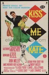 8f565 KISS ME KATE 2D 1sh 1953 great image of Howard Keel spanking Kathryn Grayson, Ann Miller!