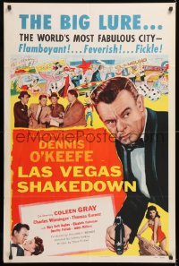 8f578 LAS VEGAS SHAKEDOWN 1sh 1955 gambling Dennis O'Keefe in the world's most fabulous city!