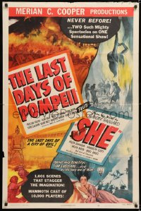 8f581 LAST DAYS OF POMPEII/SHE 1sh 1948 two mighty spectacles in one sensational show!
