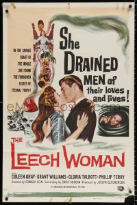 8f589 LEECH WOMAN 1sh 1960 deadly female vampire drained love & life from every man she trapped!