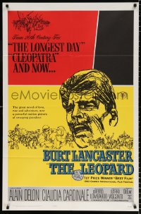 8f593 LEOPARD 1sh 1963 Luchino Visconti's Il Gattopardo, cool art of Burt Lancaster!