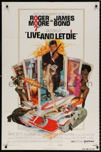 8f601 LIVE & LET DIE West Hemi 1sh 1973 Robert McGinnis art of Roger Moore as James Bond!