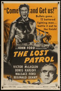 8f608 LOST PATROL 1sh R1954 Boris Karloff, Victor McLaglen, John Ford's WWI classic!