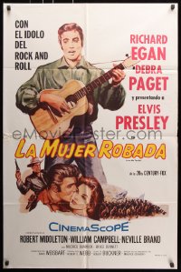 8f612 LOVE ME TENDER Spanish/US 1sh 1956 1st Elvis Presley, artwork with Debra Paget & playing guitar!